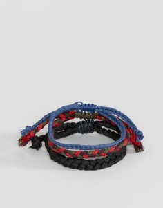 Набор плетеных браслетов (синий / красный) ASOS - Мульти