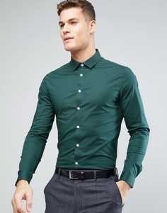 Сине-зеленая зауженная рубашка ASOS - Зеленый