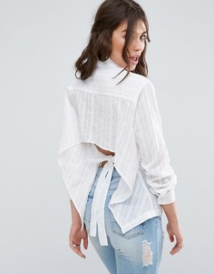 Рубашка с вышивкой в полоску и бантом на спине ASOS - Белый