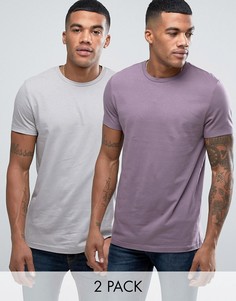 2 футболки (серая/фиолетовая) ASOS - СКИДКА - Мульти