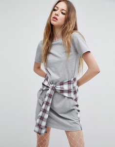 Платье-рубашка с поясом в клетку ASOS - Мульти