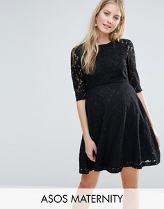 Кружевное приталенное платье ASOS Maternity - Черный