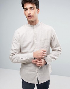 Рубашка с воротом на пуговице из хлопка и льна Threadbare - Светло-серый