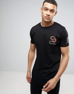 Футболка с вышитой змеей Brave Soul - Черный