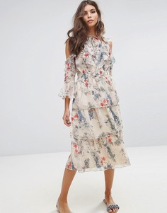 Платье с цветочным принтом и оборками Miss Selfridge - Мульти