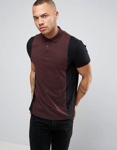 Футболка-поло с вертикальными вставками ASOS - Красный