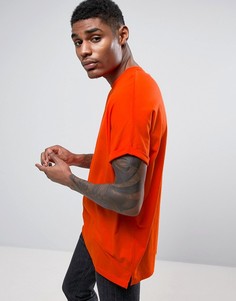 Оранжевая oversize-футболка с закатанными рукавами ASOS - Красный