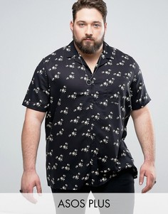 Рубашка классического кроя с цветочным принтом ASOS PLUS - Черный