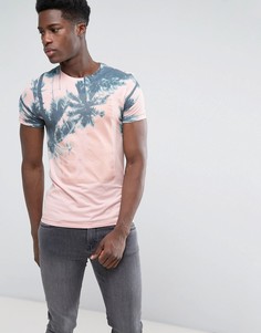 Розовая футболка с синими пальмами Blend - Розовый