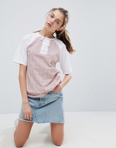 Футболка с полосками и шнуровкой ASOS - Мульти