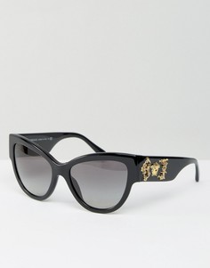 Классические солнцезащитные очки кошачий глаз с медузой Versace - Черный