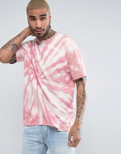 Розовая оversize-футболка с принтом тай-дай ASOS - Розовый
