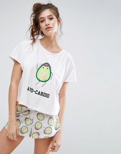 Пижамный топ и шорты с принтом авокадо ASOS - Мульти