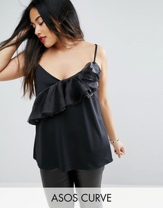 Сетчатый топ с оборками ASOS CURVE - Черный