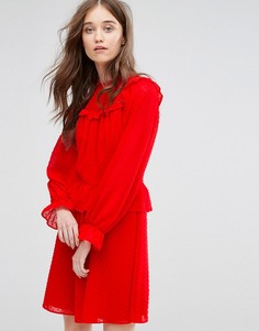 Платье из сетки добби с оборками Miss Selfridge - Красный
