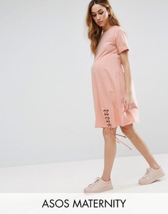 Платье-футболка со шнуровкой по бокам ASOS Maternity - Розовый