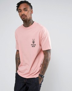 Oversize-футболка с вышивкой Peace Out ASOS - Розовый