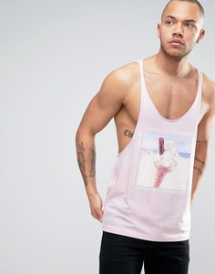 Майка-борцовка с необработанными краями и фотопринтом мороженого ASOS - Розовый