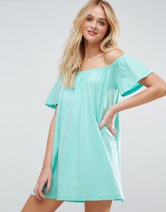 Платье мини с открытыми плечами ASOS - Зеленый