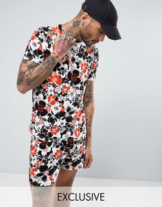 Белая футболка с цветочным принтом Reclaimed Vintage Inspired Ringer - Белый