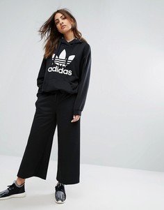 Широкие брюки в тонкую полоску adidas Originals - Черный