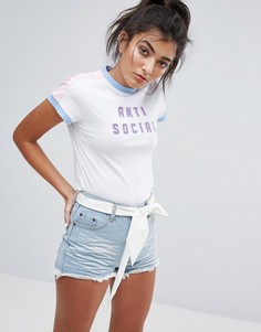 Футболка с принтом Anti Social Lazy Oaf - Белый