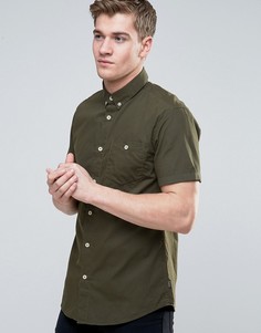 Узкая рубашка с короткими рукавами и воротником на пуговицах Jack &amp; Jones Originals - Зеленый