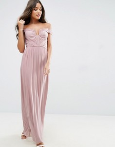 Платье макси со сборками ASOS WEDDING - Розовый