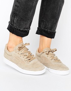 Песочные замшевые кроссовки Reebok Club C 85 Lst - Бежевый