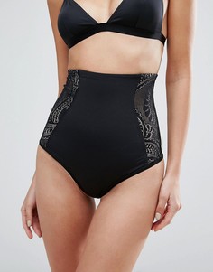 Моделирующие кружевные трусы с завышенной талией ASOS SHAPEWEAR - Черный