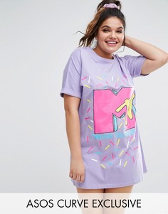 Футболка для сна в стиле ретро ASOS CURVE - Фиолетовый