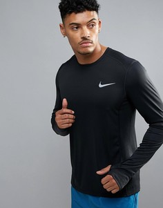 Черный лонгслив из ткани Dri-Fit от Nike Running Miler 833593-010 - Черный