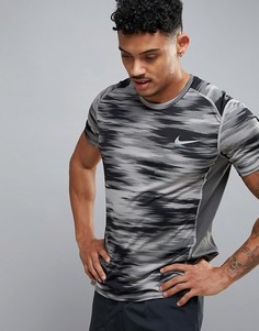 Серая футболка с принтом Nike Running Miler Dri-Fit 852175-003 - Серый