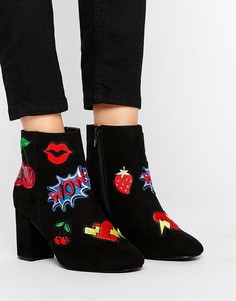 Ботильоны с отделкой в стиле пэтчворк ASOS RISE &amp; SHINE - Черный