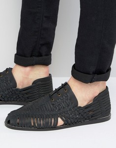 Черные плетеные сандалии из нубука на шнуровке ASOS - Черный