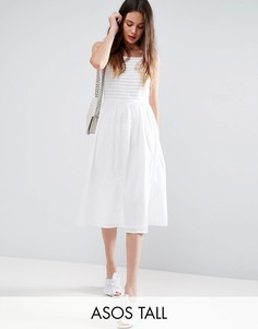Платье миди со складками ASOS TALL - Белый