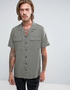 Рубашка классического кроя цвета хаки с отложным воротником ASOS - Зеленый