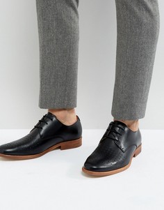 Кожаные перфорированные туфли на шнуровке Zign - Черный