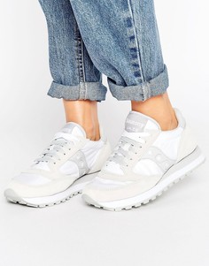 Белые с серым кроссовки Saucony Jazz - Белый