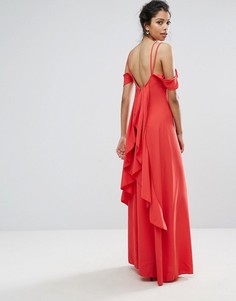 Платье макси с оборками на спине Boohoo - Красный