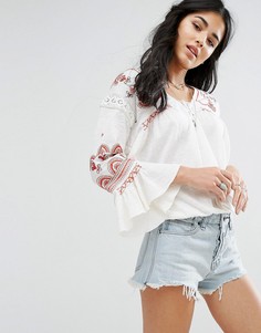Блузка с длинными рукавами и вышивкой Free People Chiquita - Белый