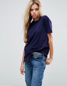 Футболка бойфренда с закругленным краем ASOS - Темно-синий