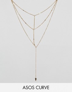 Ярусное ожерелье из цепочек ASOS CURVE - Золотой