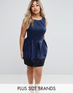Короткое приталенное платье в горошек Closet Plus - Синий