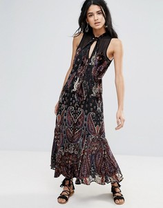 Платье макси с разрезом спереди Free People Hands To Hold - Черный