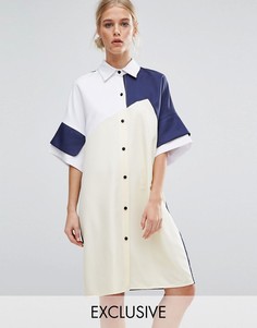 Платье-рубашка в стиле колор блок ZACRO - Мульти
