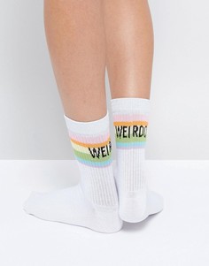 Носки в полоску с надписью ASOS - Белый