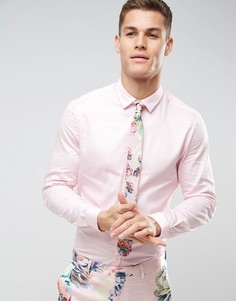 Узкая эластичная атласная рубашка розового цвета ASOS - Розовый