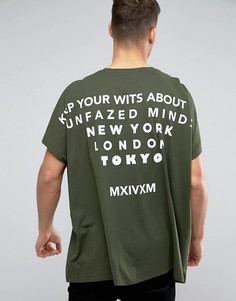 Oversize-футболка без рукавов с принтом на спине ASOS - Зеленый