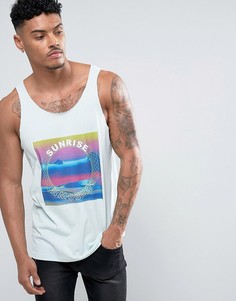 Майка-борцовка с принтом и необработанными краями ASOS - Синий